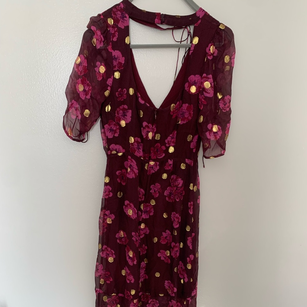 For Love & Lemons maroon floral print dress